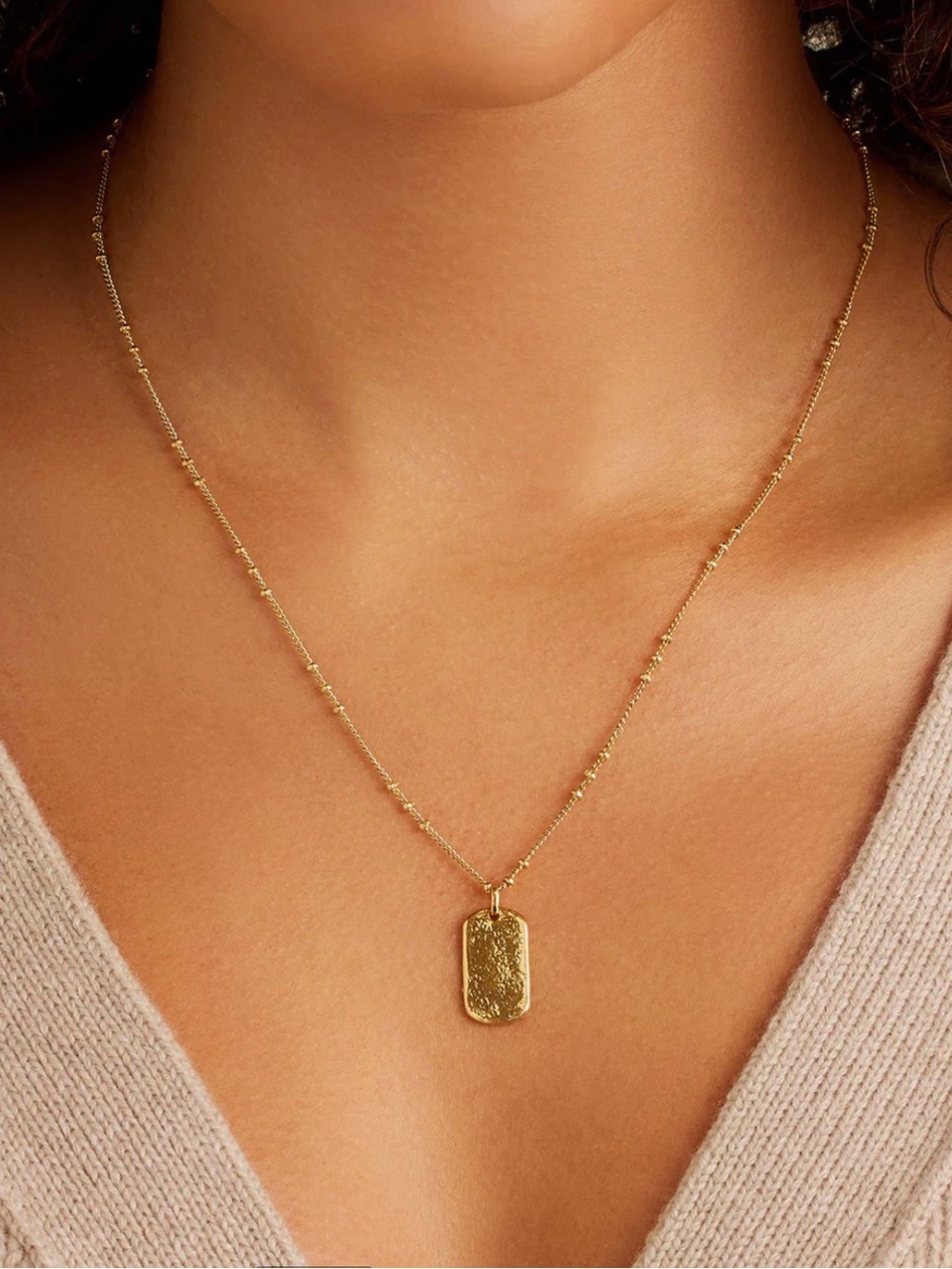 Gorjana Griffin 18k Gold Plated Dog Tag Necklace